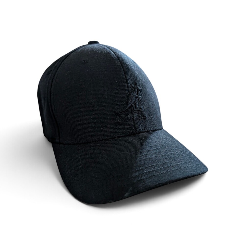Kangol Baseball Cap L/XL Black Tonal Logo Flexfit Stretch Fitted Hat